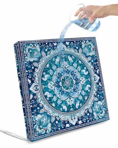 2 Pack Boho Teal Blue Waterproof Cushion Covers with Ties, Outdoor Patio Chaise Lounge Chair Seat Cushion Slip Covers Replacement(Only Cover) Abstract Flowers Ethnic Southwestern 20