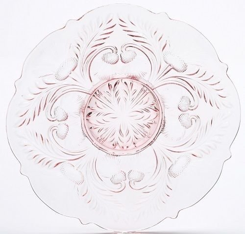 Large Serving Platter Plate - Inverted Thistle - Mosser Glass - Usa (Rose Pink) #TOP8