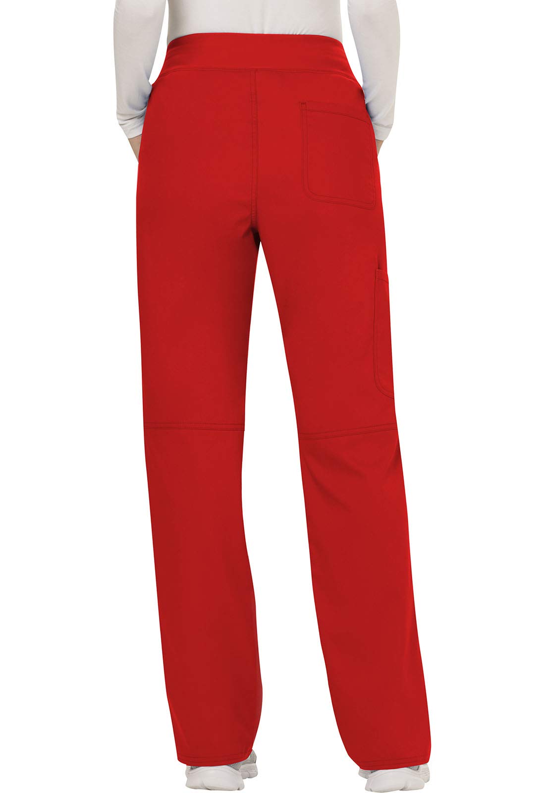 Cherokee Conjunto de uniforme médico para mujer, ajuste clásico moderno WW610 con pantalón de pierna recta y tiro medio, WW110, rojo - L Top/XL Petite Pant