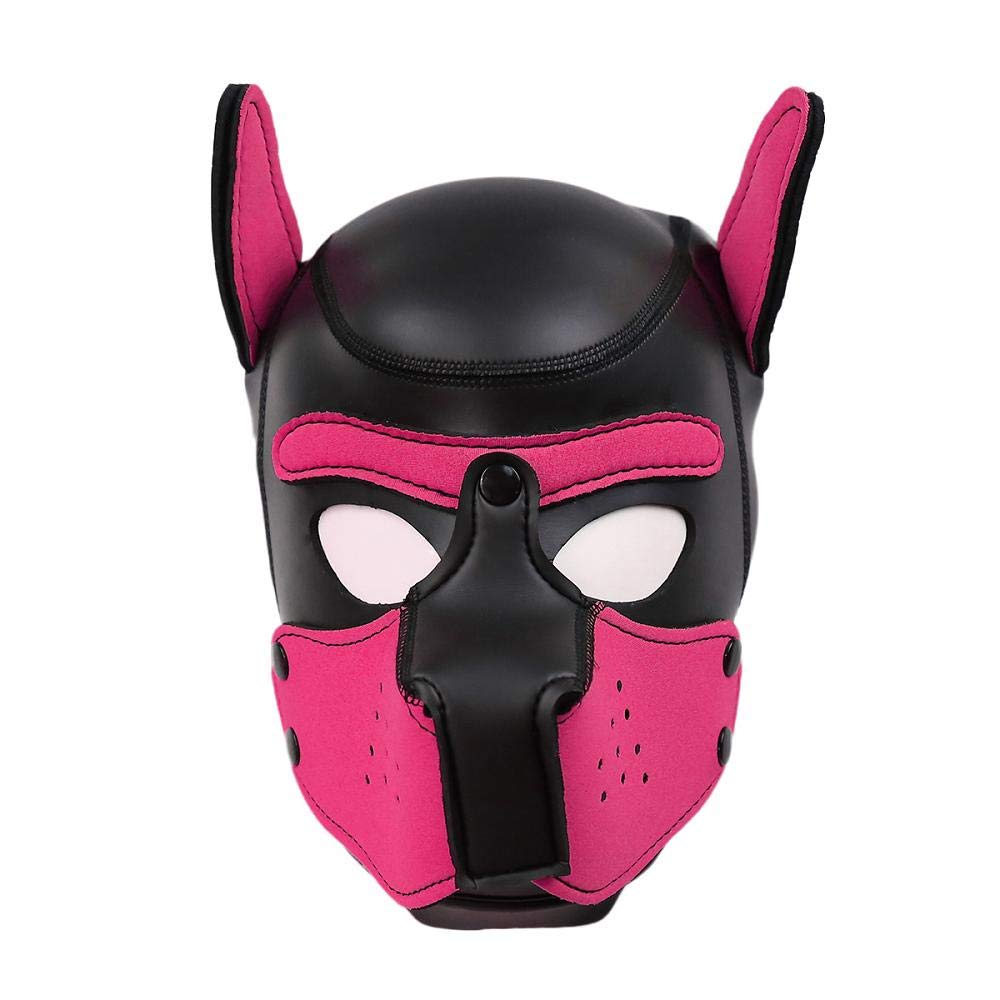 Afus Puppy Mask Dog Mask Adult Cosplay Full Mask with Ear (Pink XL)