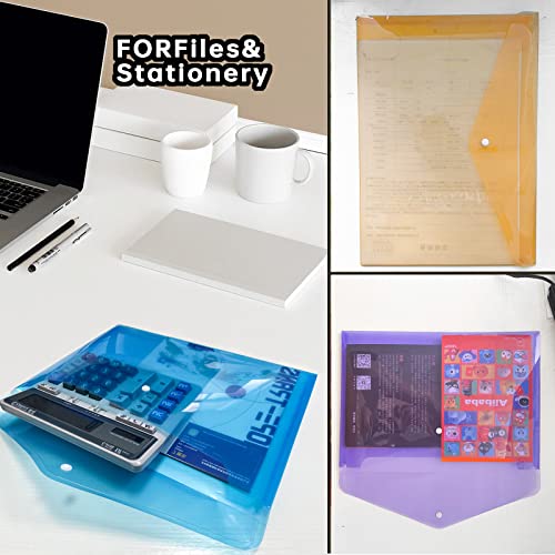 Zfyoung Plastic Envelopes Poly (Pack Of 8) 8 Colors Plastic Envelope Folder, Snap Closure Plastic Envelopes, Poly File Folder, A4 Size, For Home Office School Organization(Size 12.9 X 9.25 Inches) #TOP2