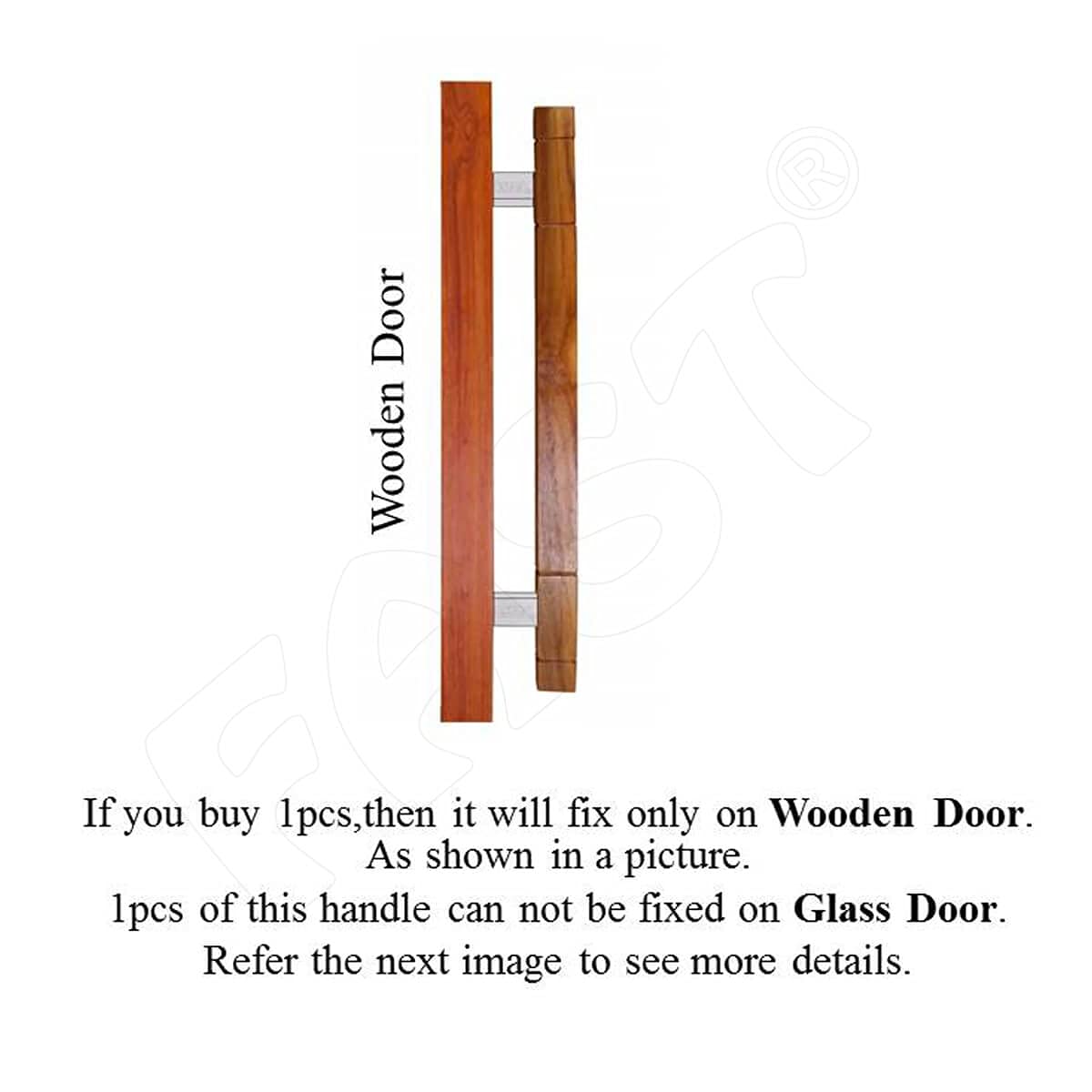 FAST DH204WS 304 Stainless Steel and Wooden Metal 27mm Square Shape Main Door Pull Handle (Brown, 300mm, Matte Finish) — Amazon image 2