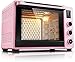 VSDEXR Smart Oven Mini, Elektrobackofen 40L Haushalt Automatischer Ofen LED-Anzeige Temperatureinstellung Konvektion Arbeitsplatte Toasterofen (Rosa)