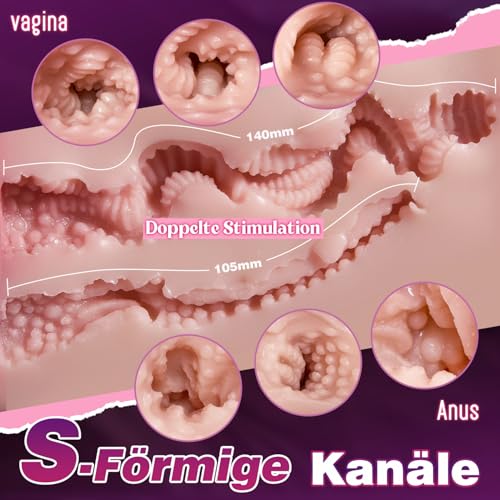 Realistischer Masturbator Taschenmuschi Sexspielzeug für Männer 2 in 1 Masturbatoren Sillikon Masturbieren für Mann solo fleisch Pocket Pussy Sex Spielzeug für Paare Erotik sextoy