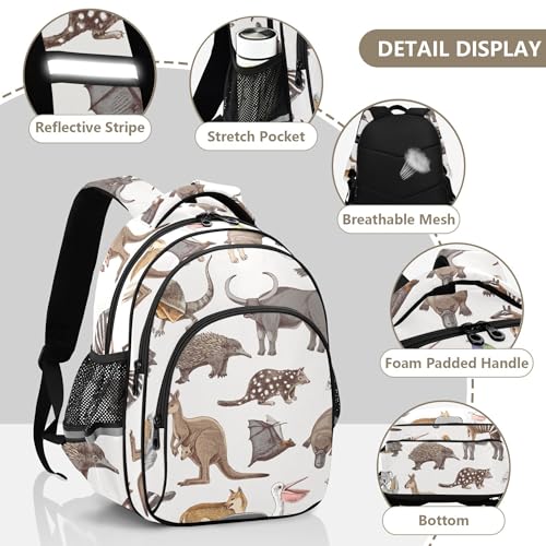 Fisyme Australian Animals Backpack Laptop Back Pack Daycare Bag Bookbag Travel School Backpacks Medium4