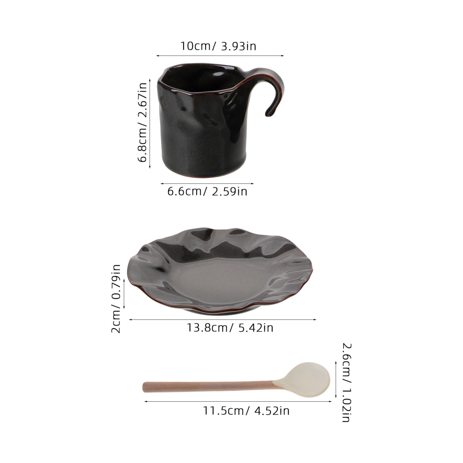 Alipis Keramikbecher Satz 150ml mit Henkel aus Keramik in Kaffee