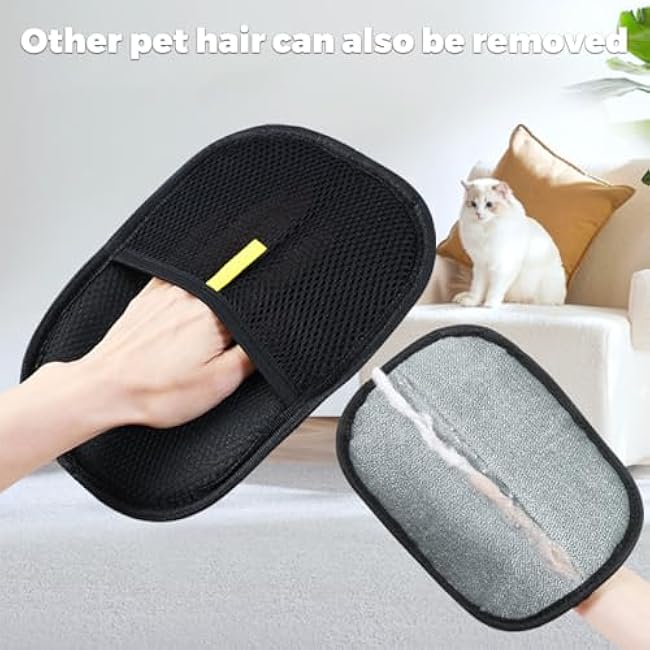 4pcs Pet Hair Remover Glove, Pet Hair Removal Tool, 2025 Electrostatic Pet Hair Removal Gloves for Dogs and Cats,for Pet Hair, for Couch, Clothes, Car, Carpet, Bed, Furniture(Black and dark-zpOibnkM