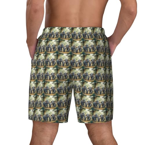 Asian Elephants Print Men Stylish Functionality Swim Trunks Breathable Beach Shorts Surfing Gym Fishing4