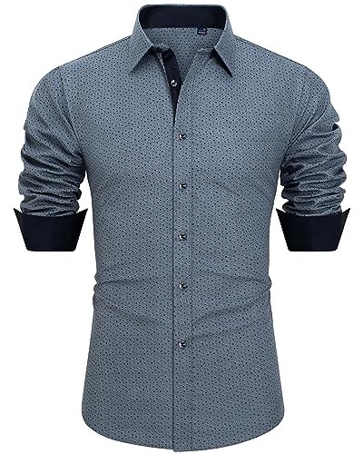 J.VER Men's Printed Dress Shirts Casual Long Sleeve Stylish Button Down Shirt