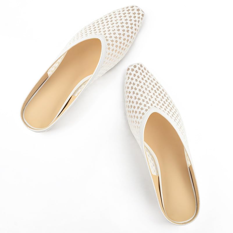 Image of Woven Mules for Women Slip on Comfortabke Metallic Slides Ladies Trendy Square Toe Hidden Wedge Mules