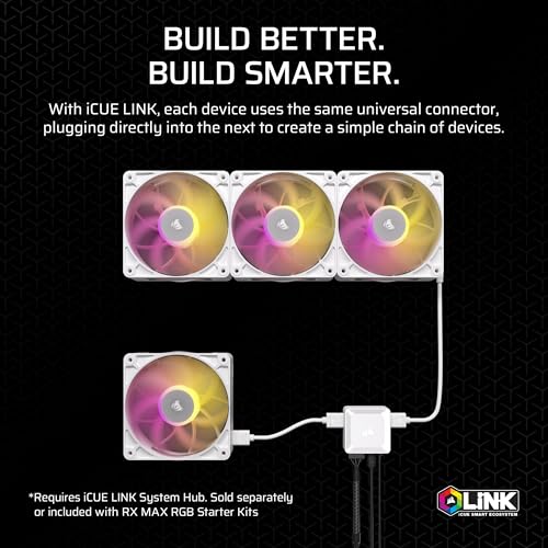 Image of CORSAIR iCUE Link RX140 MAX RGB 140mm PWM Thick Fan - High-Static Pressure - Magnetic Dome Bearing - Single Fan - White
