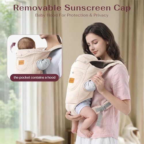Image of Baby Carrier Newborn to Toddler(8-30lbs), Toddler Carrier Baby Holder Carrier with Adjustable Shoulder Strap, Chest Carriers, Beige