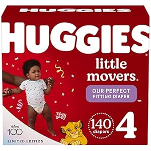 Huggies Size 4 Diapers, Little Movers Baby Diapers, Size 4 (22-37 lbs), 140 Count