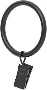 Ivilon Drapery Curtain Clip Rings - Clips Ring for Curtain Panels 1.7", Set of 14 - Black