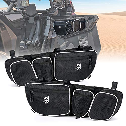 Image of Xprite UTV Front Side Door Storage Bags for 2017, 2018, 2019, 2020 Can-Am Maverick X3 Max XRS XDS Turbo R, Off-road Multi-Purpose Organizer Pocket w /Cup, Phone Holder & Removable Knee Pad - White