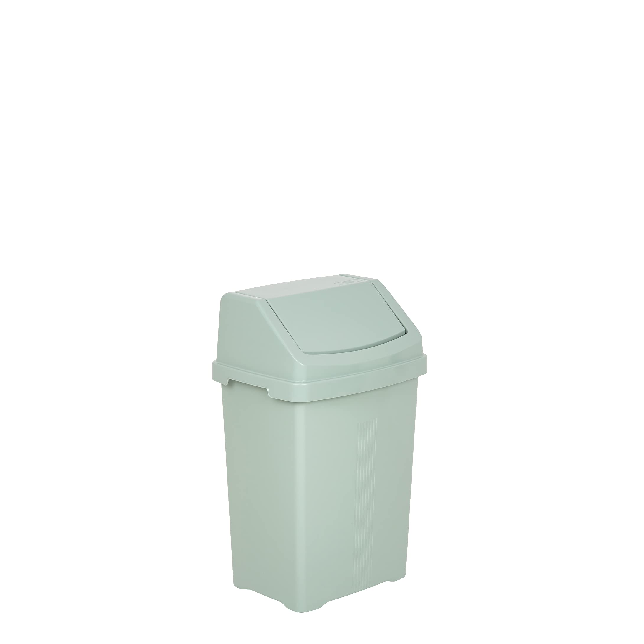 M1SS Small 8 Litre Silver Sage Swing Bin Plastic Waste Bin with Lid Dustbin