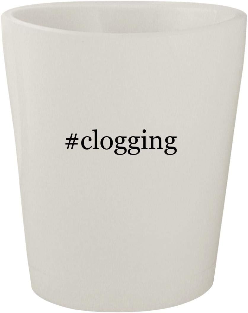 #clogging - White Hashtag Ceramic 1.5oz Shot Glass