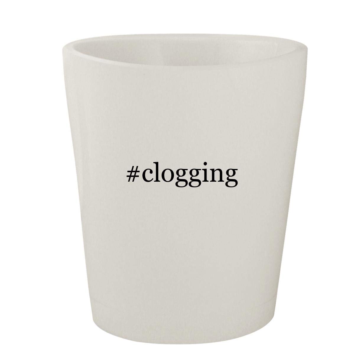 #clogging - White Hashtag Ceramic 1.5oz Shot Glass