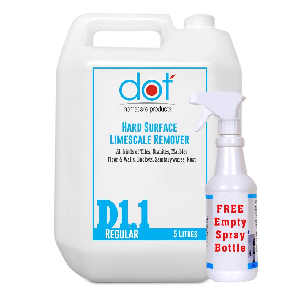 DOT Bathroom Cleaner, Hard Surface Cleaner, Limescale Remover 5 Litres - Bathroom Cleaner - Remove limescale, calcium, hard water stains, salt stains easily - ZERO FUMES & SMELL - Spray & Scrub (B0CN7BQVDZ) Amazon Price History, Amazon Price Tracker