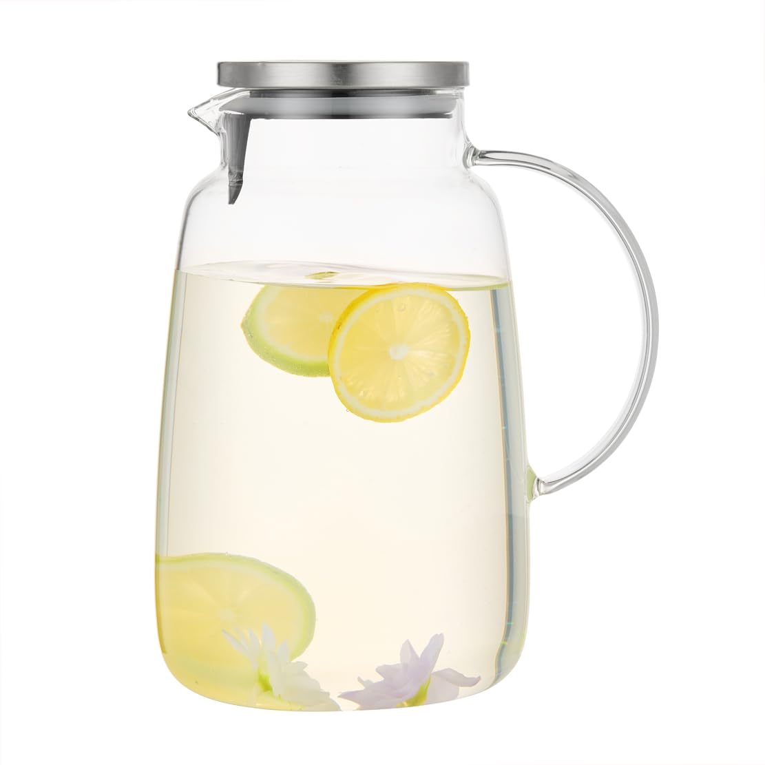 Purefold Glass Pitcher, 105 oz Water Pitcher with Lid, Heat Resistant Borosilicate Jug for Iced Tea, Juice, Milk, Cold or Hot Beverages, Large Caliber