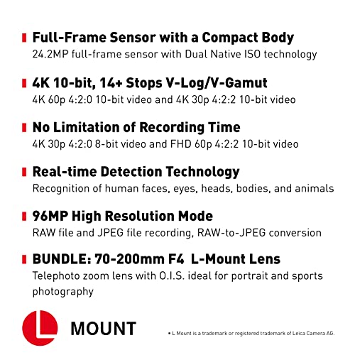 Image of Panasonic LUMIX S5 Full Frame Mirrorless Camera (DC-S5BODY) and LUMIX S PRO 70-200mm F4 Telephoto Lens (S-R70200)