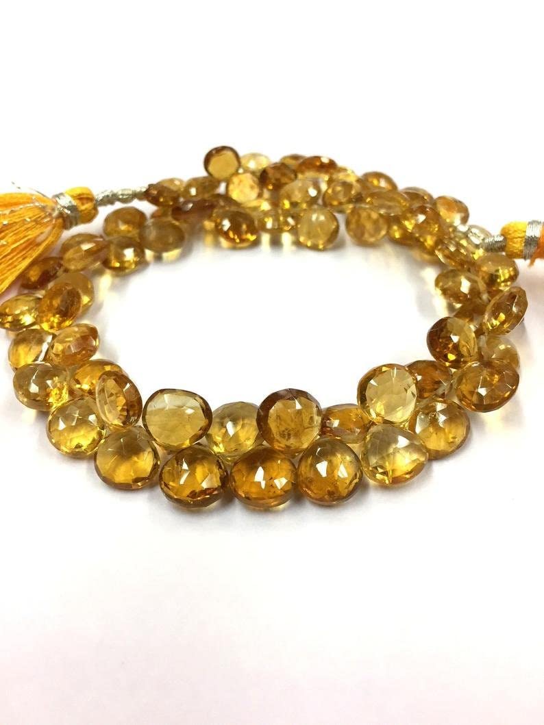 Perles en citrine naturelle facettées confectionner un collier d'été fait main
