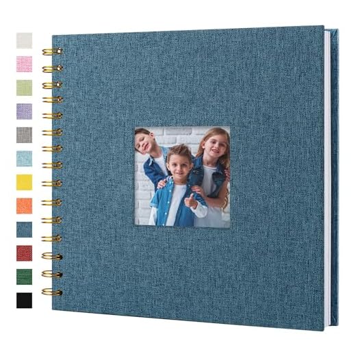 Hiwhy Album Fotografico con Copertina in Lino, Libro dei Ricordi con Pagine Bianche Kraft con Copertina Rigida 20,5 x 20,5 cm, per Viaggi, Libro Degli Ospiti, Matrimonio, Natale (20 fogli/40 pagine)