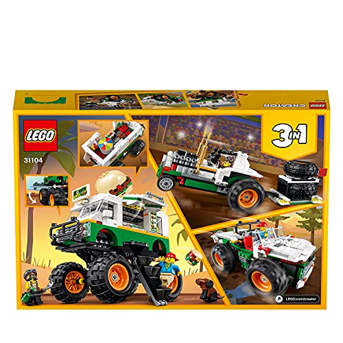 LEGO 31104 Creator 3in1 Monster Burger Truck Toy - Off Roader - Tractor Hauler Building Set, Vehicle Collection,499 Pieces,Multicolor - Image 10