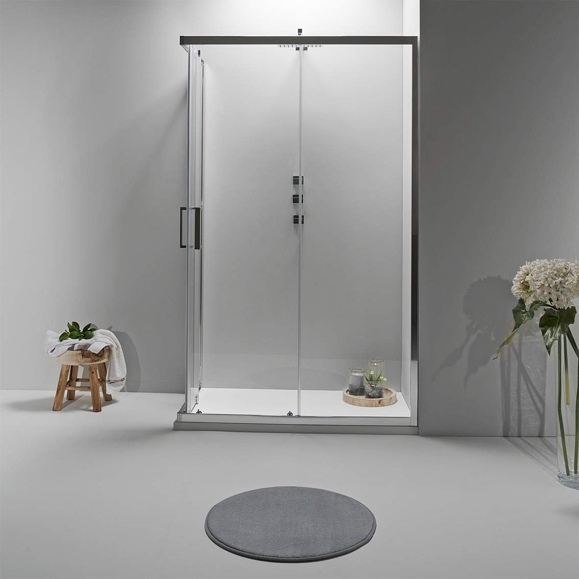 Box Doccia Angolare 70x100 cm - Cabina Doccia con Porta Scorrevole Vetro Temperato 6mm,Trasparente e Anticalcare con Profilo in Alluminio Cromato e Chiusura Magnetica - Facile da Installare e Pulire