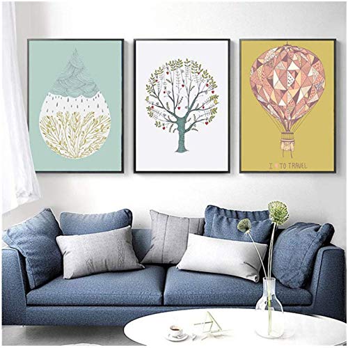 Toile peinture de bande dessinée abstraite arbre ballon 50x70cm