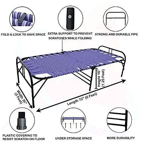 Image of ARTEMIST Single Folding Bed with Pillow Space Saving Heavy Duty Portable Foldable Bed Frame, Perfect Replacement of Box Spring Bed Size:3'X6' (NiwarBed & Pillow)