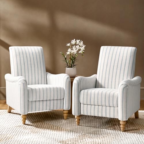 Sillón reclinable tela rayada Azul miniatura 1
