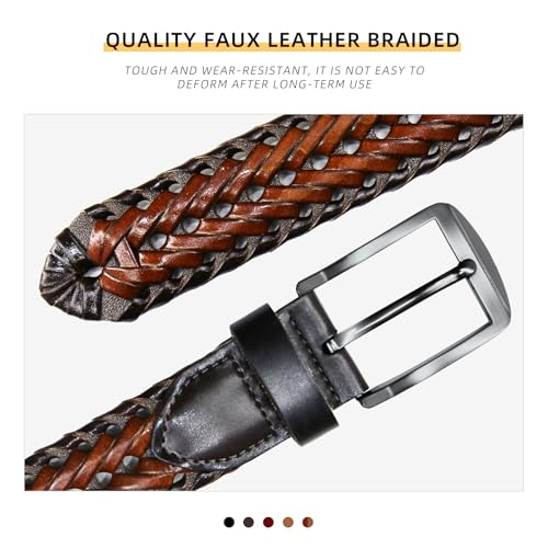 Mens Braided Leather Belt Everyday Casual Woven Belts for Men Fit Casual Golf Pants Jeans4
