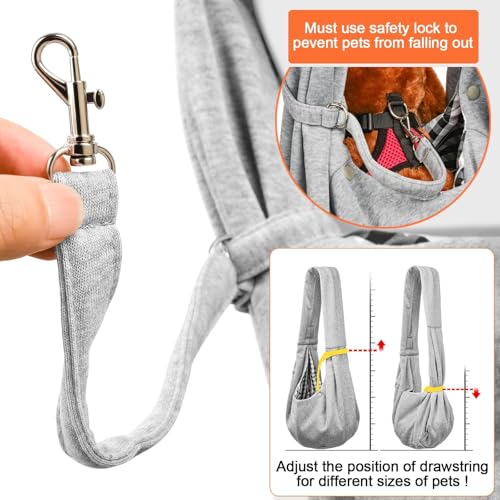 Image of Tomkas Small Dog Cat Sling Carrier Puppy Purse Travel Wrap Soft Crossbody Pet Bag (Grey, M - Zip Pocket & Classic Strap)