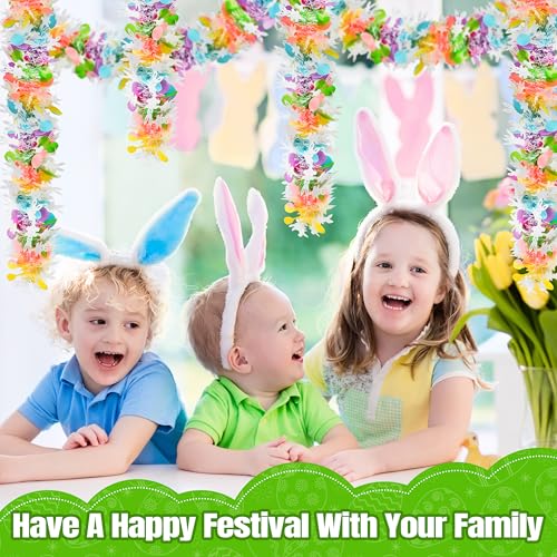 Image of 50FT Easter Tinsel Garland Hanging Streamers Decorations for Tree Stairs Mantle Hanging Oranment Outdoor Indoor Party Supplies