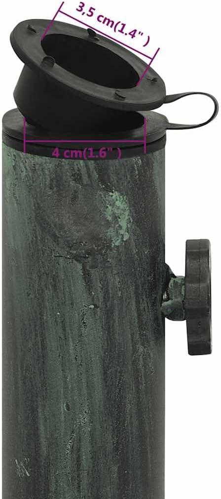 vidaXL 19.4lb Round Umbrella Base for Outdoor, Deck, Patio Parasol Base for 1.4"/1.5"/1.9" Pole Sizes, Heavy-Duty Cast Iron, Classic Design, Ø15.7"x12.6" Black and Green