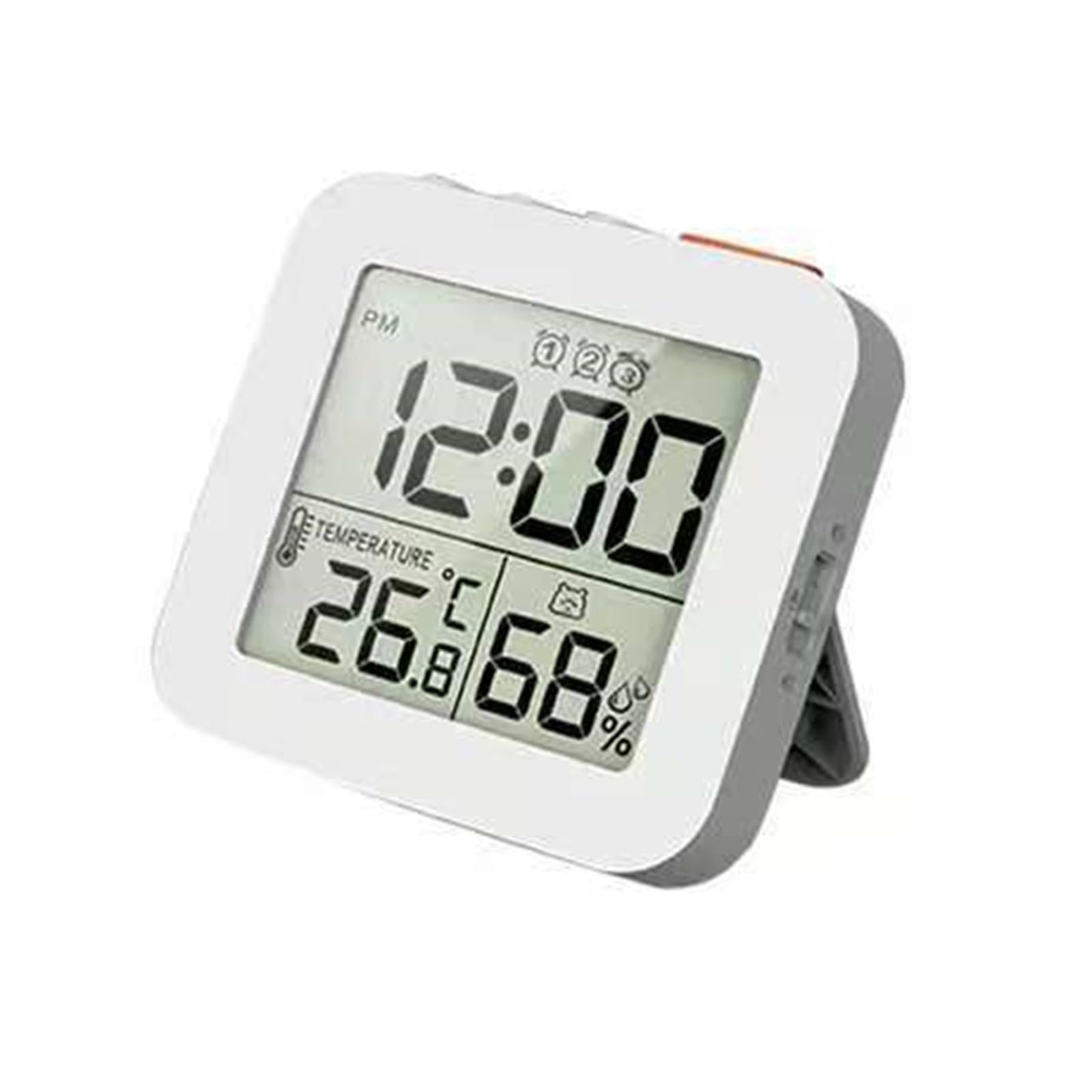 Kalttoy Compacts Folding Alarm Clock 3 Alarms Travel Clock with LCD Display Temperature Humidity Monitor Battery Operated LCD Display with Humidity Detection
