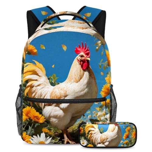 Sac à dos poule et fleur ergonomique pour soulager le dos des adolescents au collège