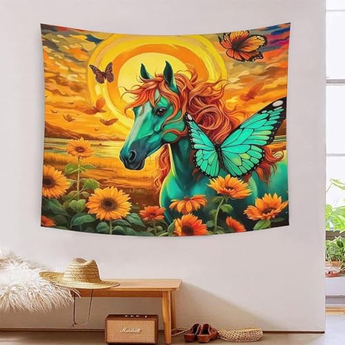 Tenture murale 3D grand réalisme cheval pour fond de salon