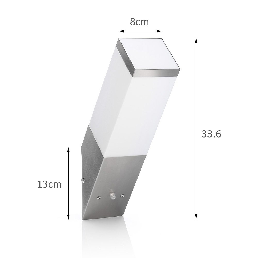 Auraglow Stainless Steel Automatic Dusk Till Dawn Sensor Angled LED Wall Light - Cool White - Image 2