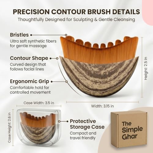 Image of Big Lymphatic Brush for Face Massage - Big Size Lymphatic Contour Face Brush, Guasha Dry Brushing Tool for Daily Skincare Routine, Gentle Facial Massage Brush for Men & Women