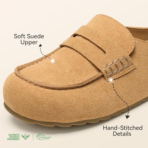 Image of BOSTANTEN Clogs for Women Wide Width Comfortable Suede Mules with Soft Footbed and Arch Support, Cute Slip On Potato Shoes