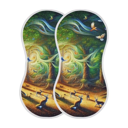 1 Pack Animals in The Forest Muslin Burp Cloths Cotton Absorbent Baby Burping Rags for Boys Girls Soft Newborn Burp Bibs, 22 x 11 Inch2