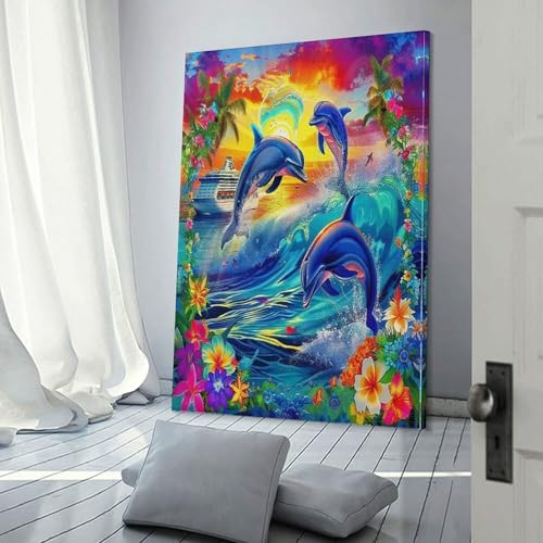 Tableau Dauphin pour raviver un mur blanc de salon