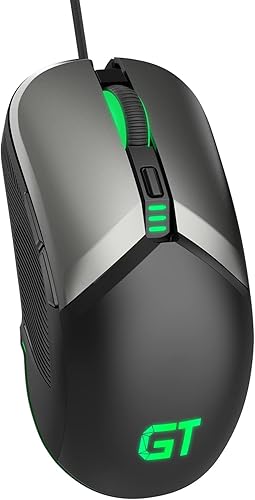 RaceGT Ratón para juegos con cable, ratón óptico USB para computadora con alta precisión ajustable hasta 8000 DPI, mouse USB ergonómico para