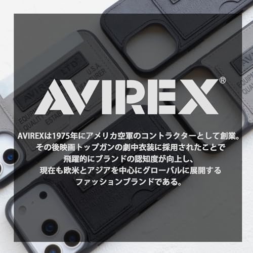 【 AVIREX 正規品 】 iPhone17 対応 ケース 背面 カード収納付き「 ヴィンテージ風カードポケット付き背面ケース 」 アヴィレックス アイフォン17用 iPhone 17 用 ブランド スマホケース (ブラック)