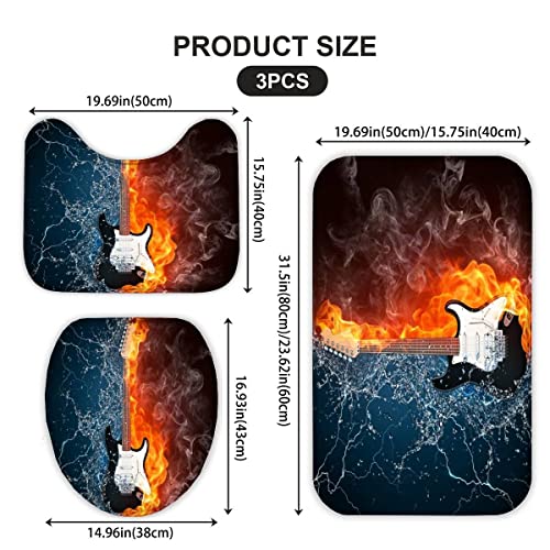 Badematten Set 3D 40x60 Wasser Feuer absorbierend 3-teiliges Badezimmerteppich-Set maschinenwaschbare weich badteppich… – Bild 3