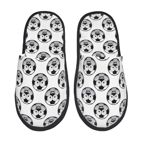 Happy Soccer Print House Slippers For Women And Men,Soft Slippers With Memory Foam,Non-Slip Indoor Home Shoes