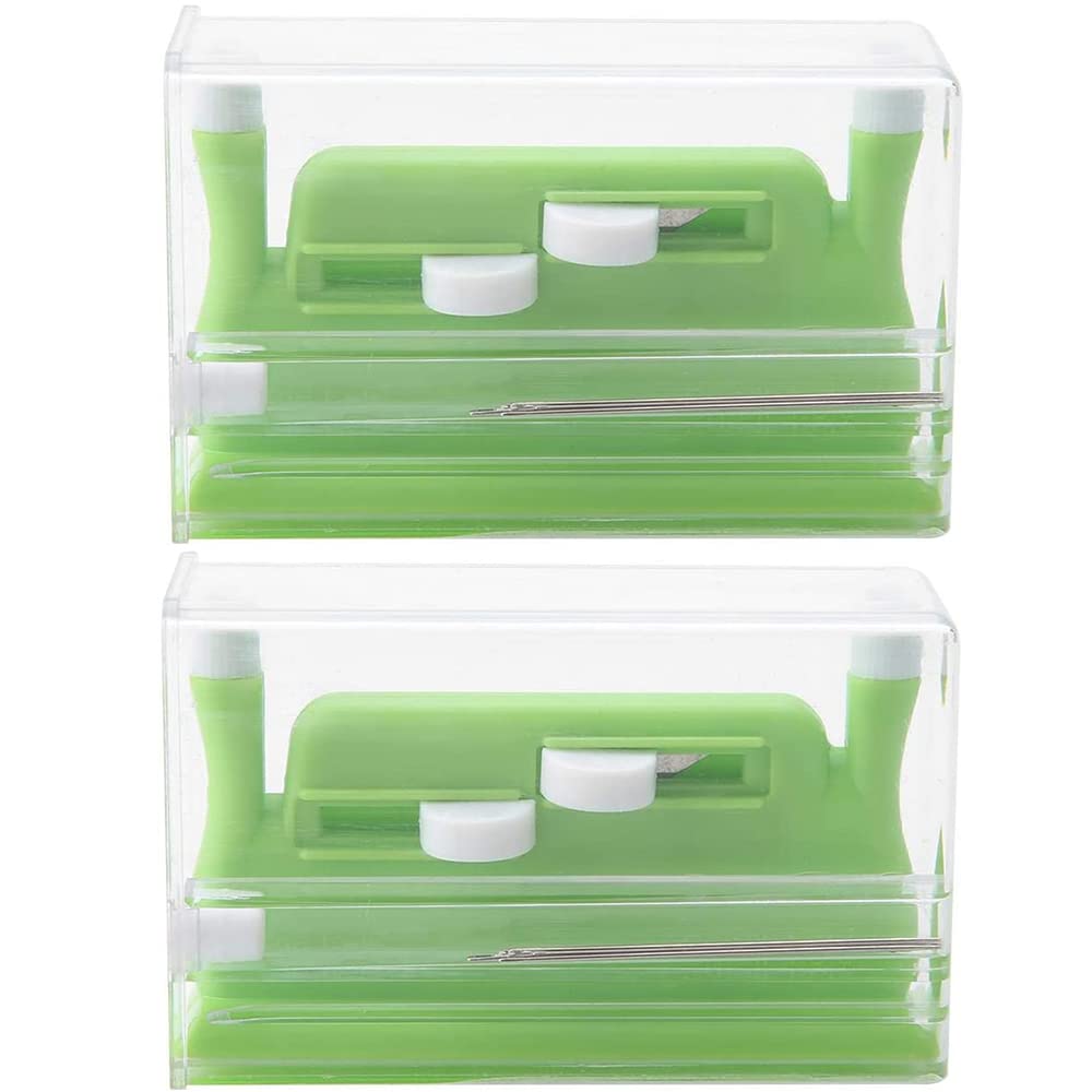CENPEK 2pcs Desk Needle Threader, Automatic Double Hole Needle Threader for Sewing Machine