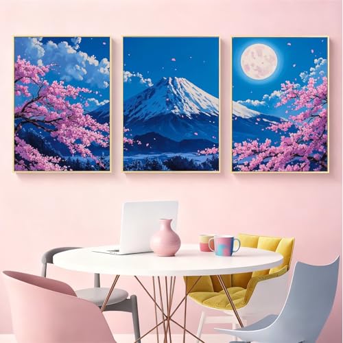 Tableaux sur toile mont fuji idée cadeau crémaillère triptyque zen